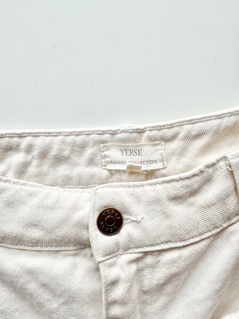 YERSE Ivory White 100% Organic Cotton Denim Mid Rise Wide Leg Jeans, Size M - Picture 12 of 15